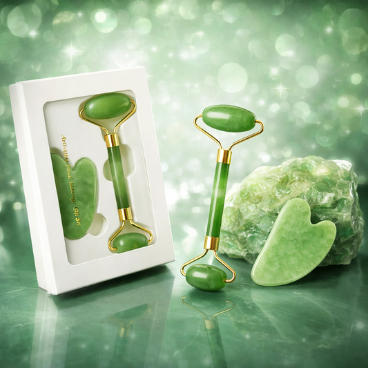 Set Facial Gua Sha y Rodillo de Piedra Natural