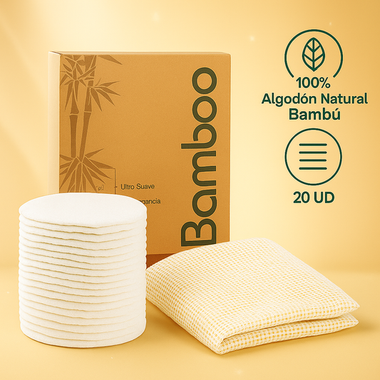 Elsaïa – Discos Desmaquillantes Reutilizables de Bambú (20 uds + Bolsa de Lavado)